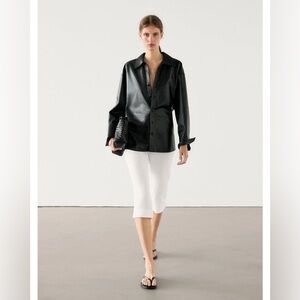 New MASSIMO DUTTI LEATHER SHIRT/ jacket size S